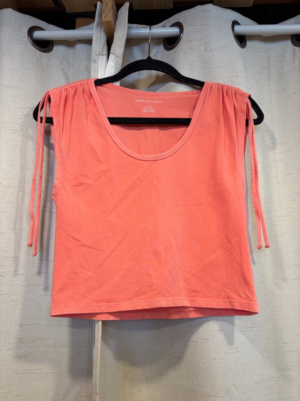 American Eagle Outfitters Coral Tie-Shoulder Top